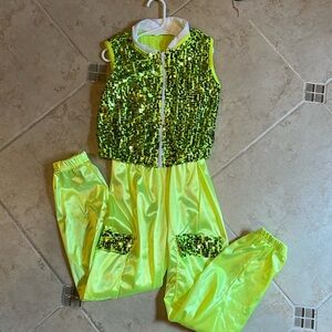 Weissman Neon Green Sequin Dance Costume (size 7/8)